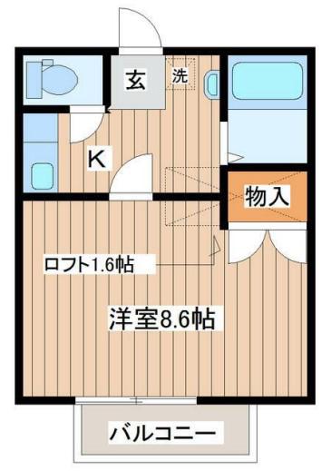 ハイツフレグランス(1K/2階)の間取り写真