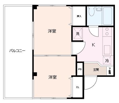 シーサイドハイツ町屋(2K/3階)の間取り写真