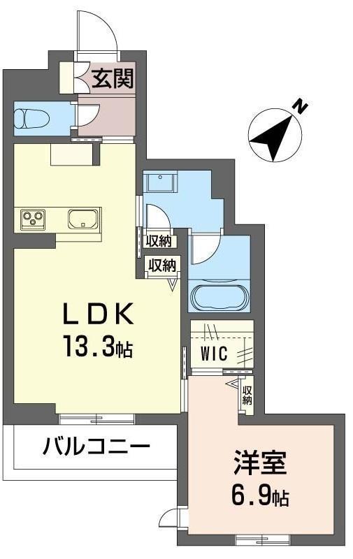 ヴェルジェ・ミリュー(1LDK/3階)の間取り写真