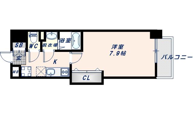 ラグゼ長田(1K/2階)の間取り写真