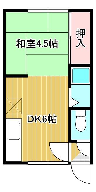 葵ハイツ(1DK/2階)の間取り写真