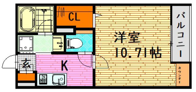 リーベン千代田B(1K/2階)の間取り写真