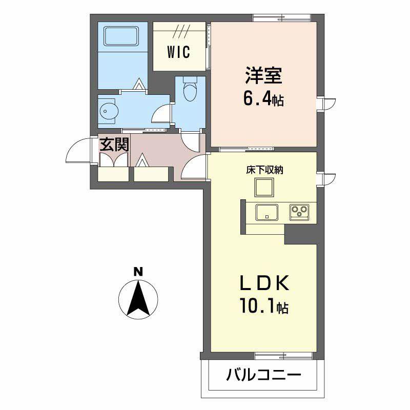 グランディール新山口 C棟(1LDK/1階)の間取り写真