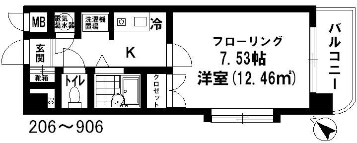 フリースペース57(1K/2階)の間取り写真