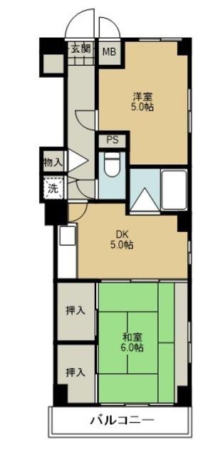 レジデンス光和107(2DK/2階)の間取り写真