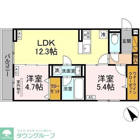D-ガルデニア(2LDK/3階)の間取り写真