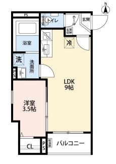 パロス瓢箪山ラドスール(1LDK/3階)の間取り写真