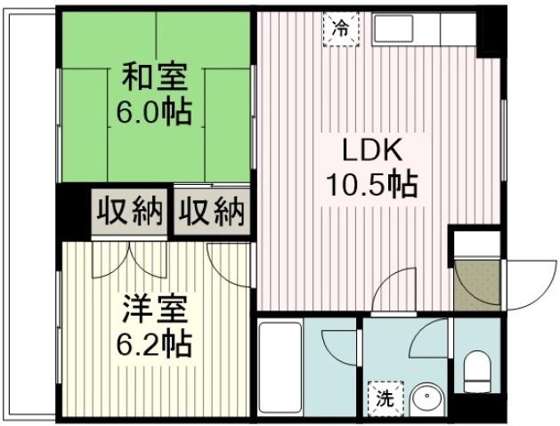 サンパレスマンション(2LDK/2階)の間取り写真