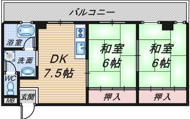 中村マンション(2DK/7階)の間取り写真