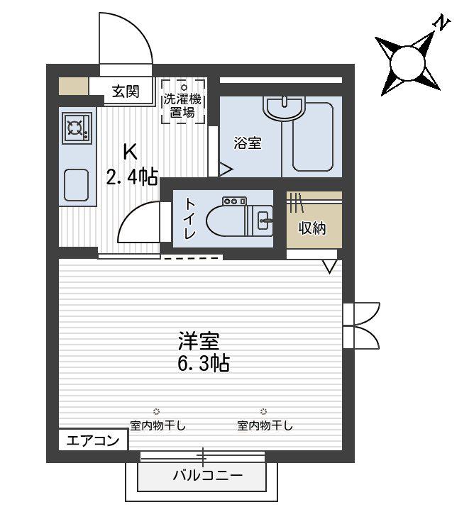 ドリームレジデンスⅡ(1K/2階)の間取り写真