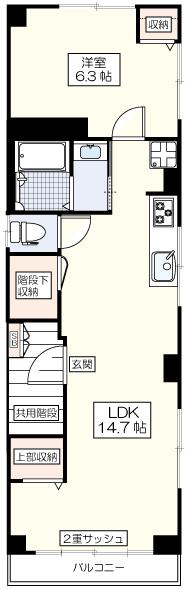 斎藤ビル(1LDK/2階)の間取り写真