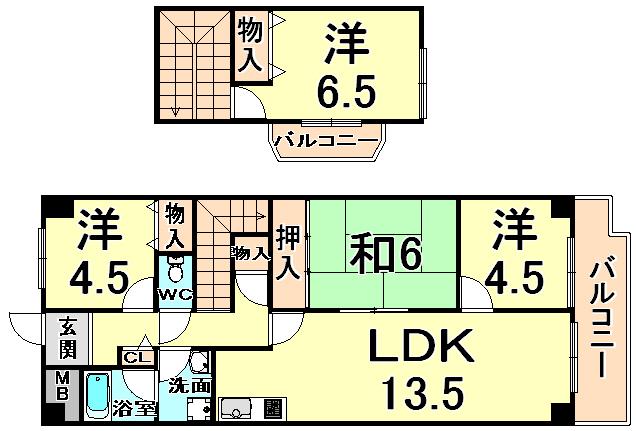 レーベンハイム(4LDK/5階)の間取り写真