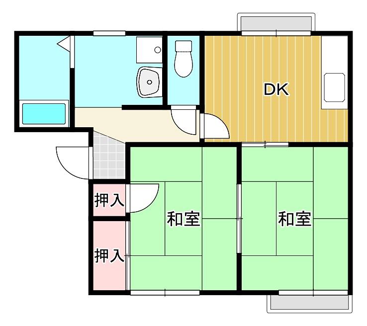 ロイヤルハイツ(2DK/1階)の間取り写真