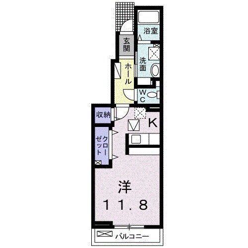 アロム デ リス I(1K/1階)の間取り写真