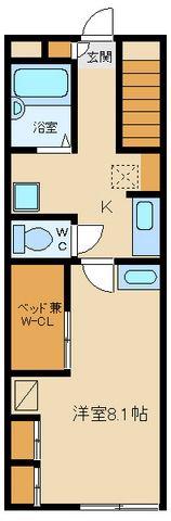 レオパレスMEGG(1K/1階)の間取り写真