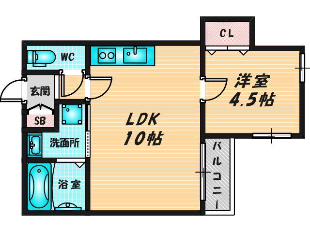TRES STELLA(1LDK/2階)の間取り写真