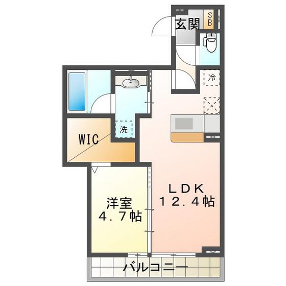 ディーシャンブル富田(1LDK/1階)の間取り写真