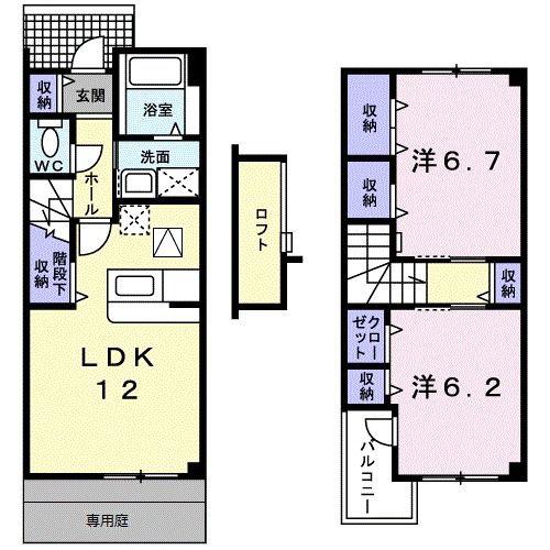 ヒロハウスB(2LDK/1階)の間取り写真