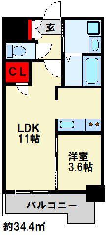 PLACE COURT(1LDK/2階)の間取り写真