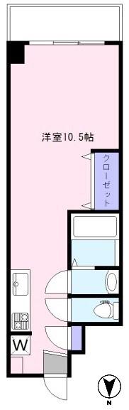 シャンボール上馬(ワンルーム/2階)の間取り写真