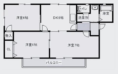 グリーンコマツ(3DK/2階)の間取り写真