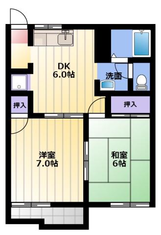 レイクタウンA・B(2DK/1階)の間取り写真