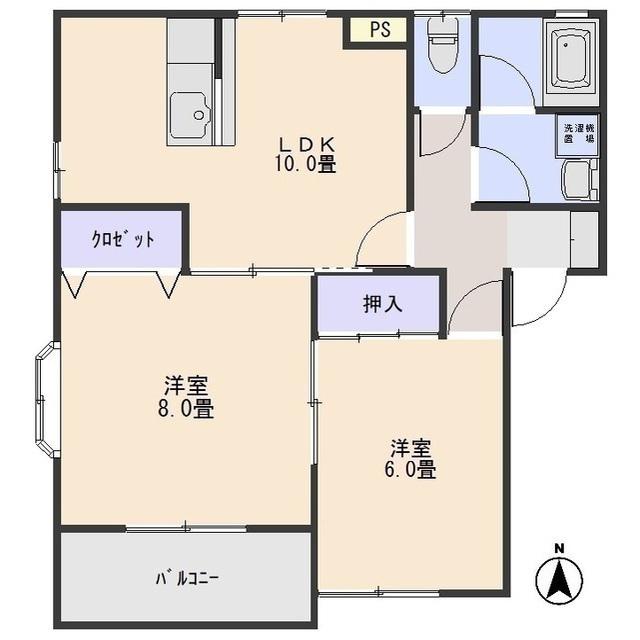 ラ・レチェリアII(2LDK/1階)の間取り写真