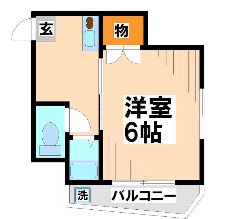 セブンシーズ調布(1K/2階)の間取り写真