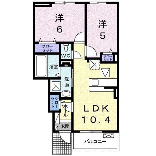 メゾン フィオーレ(2LDK/1階)の間取り写真