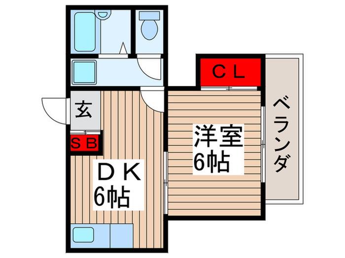 フローラルハイム(1DK/3階)の間取り写真