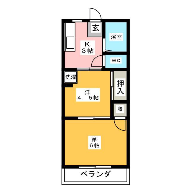 キャッスルハイツ(2K/2階)の間取り写真
