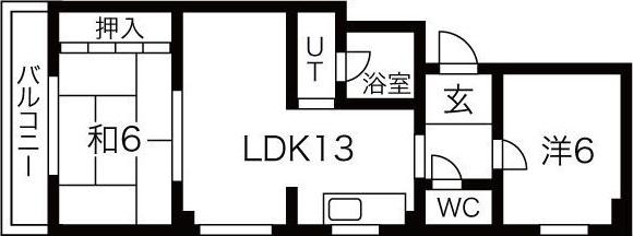 シャトー松山(2LDK/4階)の間取り写真