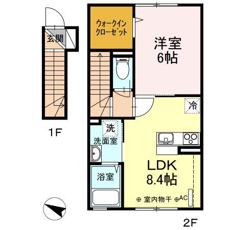 プラヴィダ南通(1LDK/2階)の間取り写真