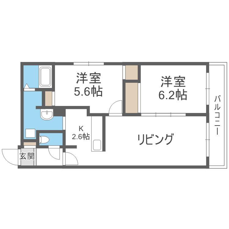 ワンダーコート清田(2LDK/4階)の間取り写真
