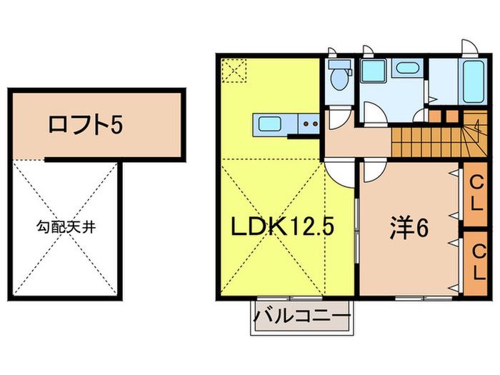 エレガンス越水(1LDK/2階)の間取り写真