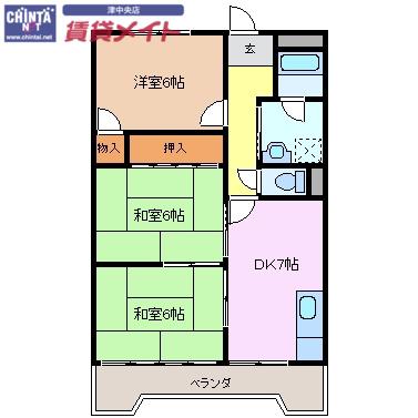 メゾン栗真(3DK/2階)の間取り写真