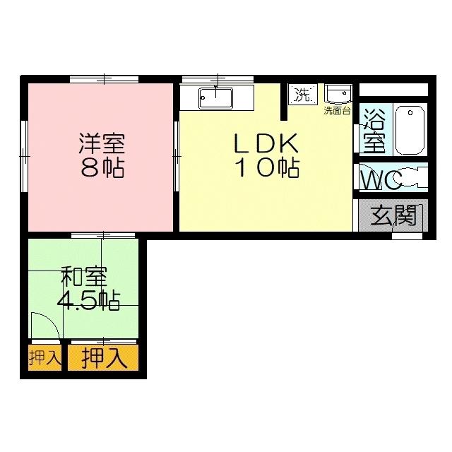 ハイツフラワー立町(2LDK/2階)の間取り写真