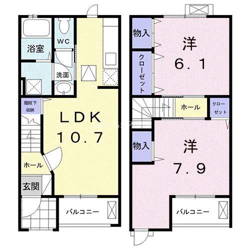 ブリアン(2LDK/1階)の間取り写真