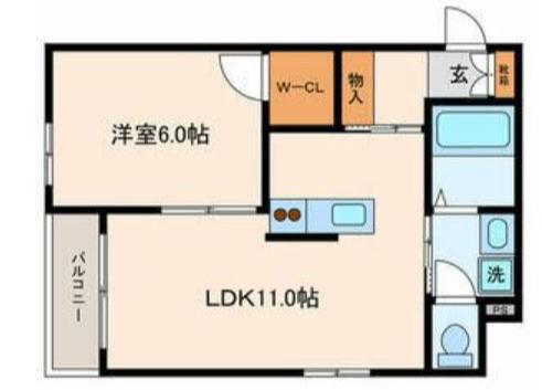 エスティア(1LDK/3階)の間取り写真
