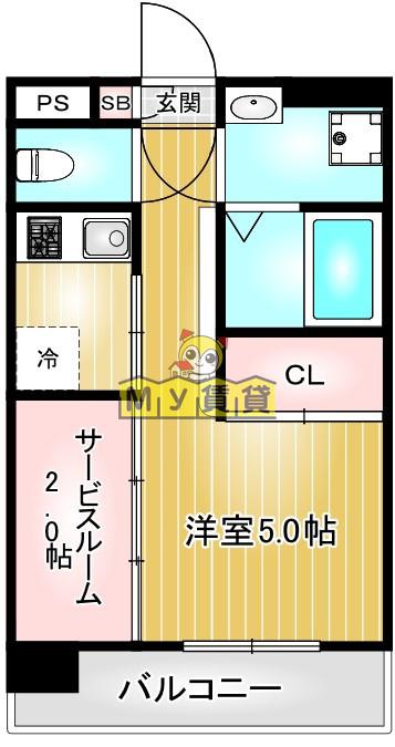 エステシア上前津(1SK/8階)の間取り写真