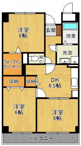 エーヴィヒ畠中Ⅰ(3DK/1階)の間取り写真