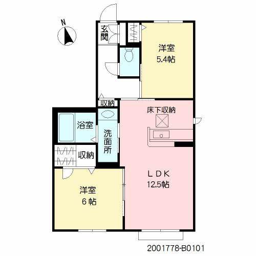 ヴィラ・シャーメゾン B(2LDK/2階)の間取り写真