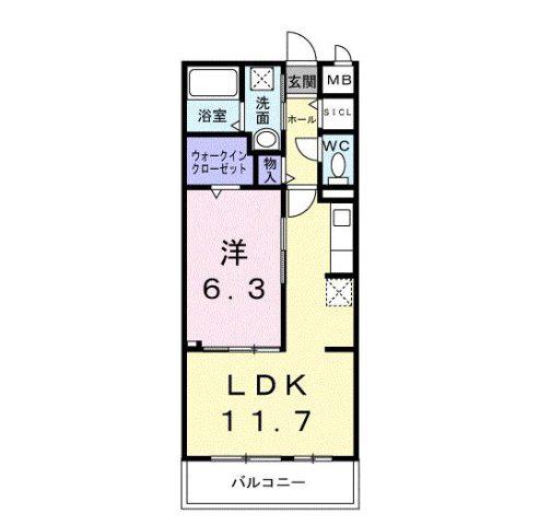 サンガーデンM(1LDK/3階)の間取り写真