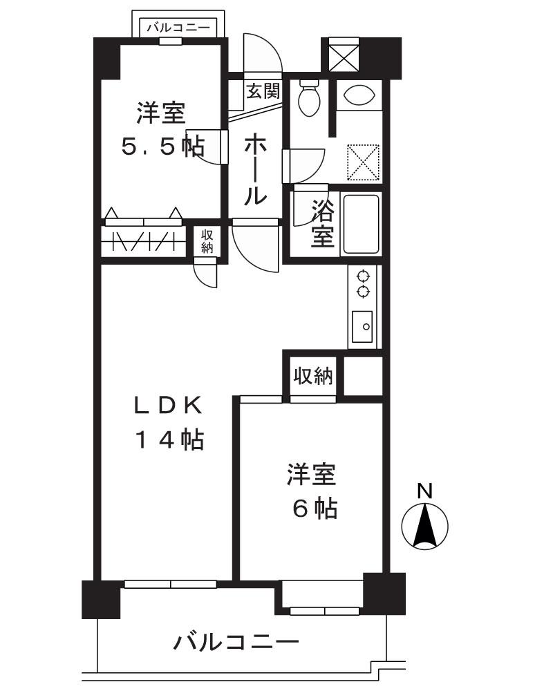 センチュリー荻島(2LDK/5階)の間取り写真