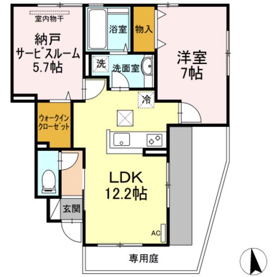BAUMレジデンス(1SLDK/1階)の間取り写真