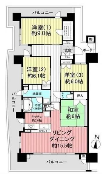 BRILLIA六甲アイランドブランズリビオ(4LDK/8階)の間取り写真