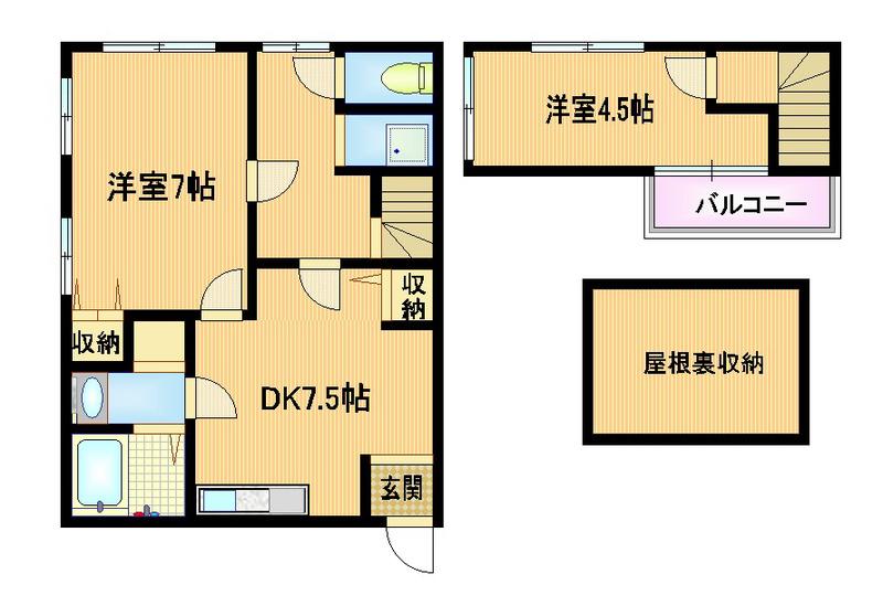 かげたマンション(2DK/1階)の間取り写真