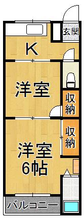 寿マンション(2K/4階)の間取り写真