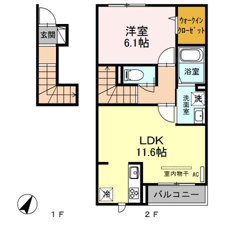 クローバーテラス(1LDK/2階)の間取り写真