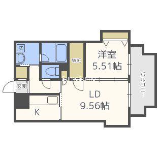 SHUNKI江戸堀(1LDK/4階)の間取り写真